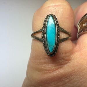 Navajo Turquoise Elongated Oval Ring